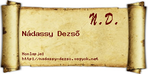Nádassy Dezső névjegykártya