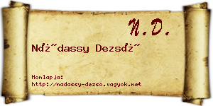 Nádassy Dezső névjegykártya